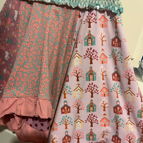 Matilda Jane Size 4 Year Pink and Teal Patterned Kids Dress - Picture 2 of 5